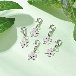 5Pcs Clover 201 Stainless Steel Pendant Decorations&nbsp;HJEW-JM03015