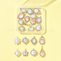 20Pcs 10 Styles Alloy Glass Pendants&nbsp;FIND-FS0003-50