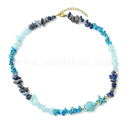 Natural Lapis Lazuli & & Synthetic Turquoise & Natural White Jade Necklaces&nbsp;NJEW-JN06630
