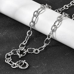 7MM 201 Stainless Steel Twisted Oval Link Chain Necklaces&nbsp;NJEW-K302-01P