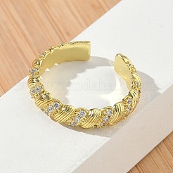 Brass Micro Pave Cubic Zirconia Cuff Open Rings&nbsp;RJEW-C163-21G
