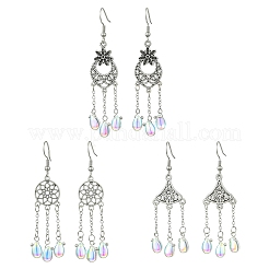 Glass Teardrop Tassel Chandelier Earrings&nbsp;EJEW-JE07177