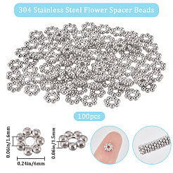 100Pcs 304 Stainless Steel Spacer Beads&nbsp;STAS-BBC0004-34B