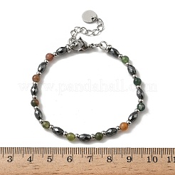 Natural Indian Agate & Non-magnetic Synthetic Hematite Beaded Bracelets for Women&nbsp;BJEW-Z148-01P-01