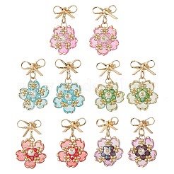 Flower Handmade Glass Seed Beads Dangle Stud Earrings&nbsp;EJEW-MZ00471