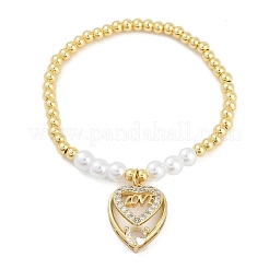 Brass Micro Pave Cubic Zirconia Charm Bracelets for Women&nbsp;BJEW-M050-02G-03