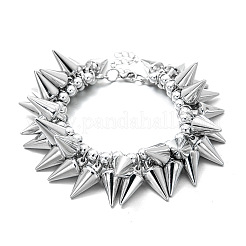 Hip-Hop Punk Goth CCB Plastic Spike Cone Charm Bracelets for Men&nbsp;WG608C0-01