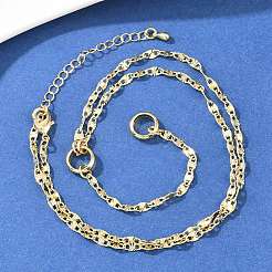 Brass Textured Link Chain Y Lariat Necklaces&nbsp;NJEW-H087-03G