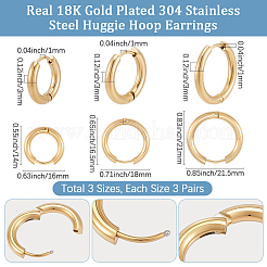 9 Pairs 3 Styles 304 Stainless Steel Huggie Hoop Earrings&nbsp;EJEW-BBC0002-31