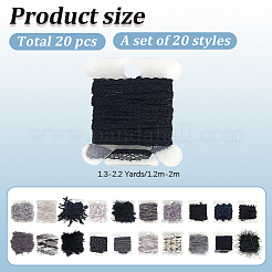 20Pcs 20 Styles Polycotton Fringe Trim Ribbons&nbsp;OCOR-GF0004-90
