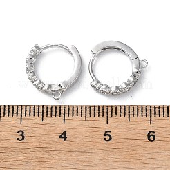 Brass Micro Pave Cubic Zirconia Hoop Earring Findings&nbsp;KK-P257-04P