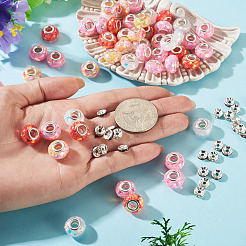 50Pcs 5 Colors Transparent Resin Rondelle European Beads&nbsp;RESI-TA0005-63B