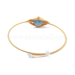 Natural Aquamarine Wrapped Cuff Bangle&nbsp;BJEW-A122-03C
