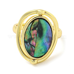 Natural Paua Shell Oval Open Cuff Ring&nbsp;RJEW-H220-05G