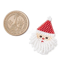 Glass Seed Beaded Santa Claus Pendants&nbsp;PALLOY-MZ00828-02