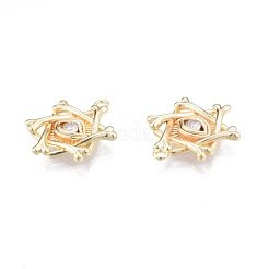Brass Micro Pave Clear Cubic Zirconia Pendants&nbsp;KK-G432-20G