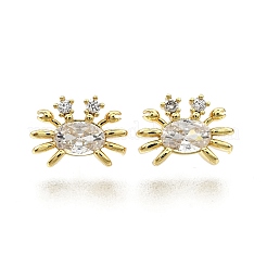 Brass Micro Pave Clear Cubic Zirconia Stud Earrings&nbsp;EJEW-H157-03G-02