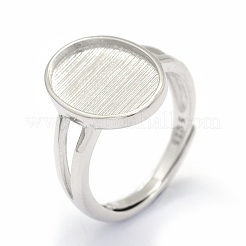 Adjustable Rhodium Plated 925 Sterling Silver Finger Ring Components&nbsp;STER-E061-12P