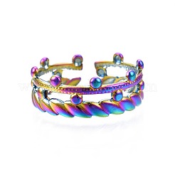 304 Stainless Steel Olive Leaf Wrap Cuff Ring&nbsp;RJEW-N038-092