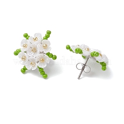304 Stainless Steel Flower Stud Earrings&nbsp;EJEW-MZ00457-05