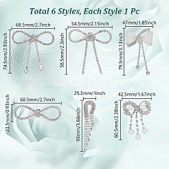 6Pcs 6 Styles Alloy Crystal Rhinestone Brooches for Backpack Clothes&nbsp;JEWB-GA0001-37