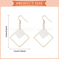 2 Pairs 2 Colors White Acrylic Rhombus Dangle Earrings&nbsp;EJEW-AN0001-85