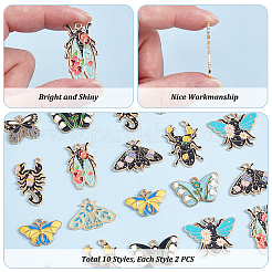 20Pcs 10 Styles Insect Series Alloy Enamel Pendants&nbsp;ENAM-PH0002-83