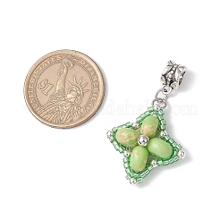 Dyed Synthetic Imperial Jasper & Glass Seed Beaded Star European Dangle Charms&nbsp;PALLOY-MZ00693-05