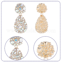 2 Pairs 2 Colors Rhinestone Teardrop Dangle Stud Earrings&nbsp;EJEW-AN0001-95
