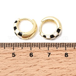 Tartan Pattern Brass Enamel Hoop Earrings for Women&nbsp;EJEW-G460-01G