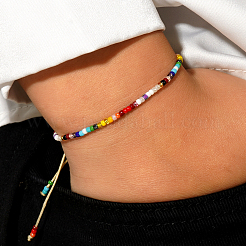 Adjustable Rainbow Glass Seed Beads Braided Bracelets for Women&nbsp;CA5956