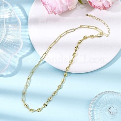 Brass Paperclip Chain Coffee Bean Chain Necklaces&nbsp;NJEW-JN05578
