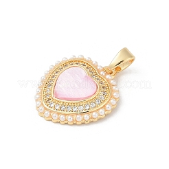 Brass Micro Pave Clear Cubic Zirconia Pendants&nbsp;KK-R213-12G