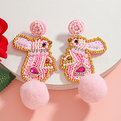 Easter Plastic & Cloth & Glass Dangle Stud Earrings&nbsp;FS-WG10DBA-01