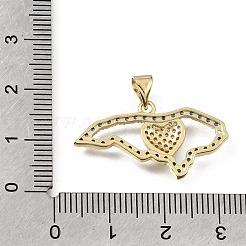 Brass Micro Pave Blue Cubic Zirconia Pendants&nbsp;CU-E002-04A-G