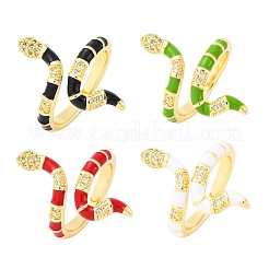 Brass Micro Pave Clear Cubic Zirconia Cuff Rings for Women&nbsp;RJEW-U047-39G