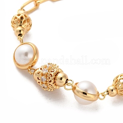 Brass Micro Pave Cubic Zirconia Link Bracelets&nbsp;BJEW-P342-10G