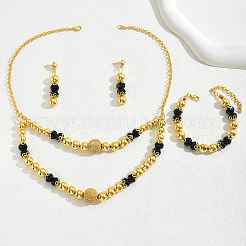 Middle Eastern Style Alloy Plastic Double Layer Bead Bracelets & Earrings & Necklaces Sets&nbsp;DA5905