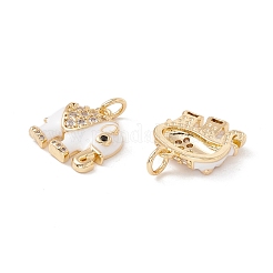 Brass Micro Pave Clear & Black Cubic Zirconia Pendants&nbsp;KK-E005-40G