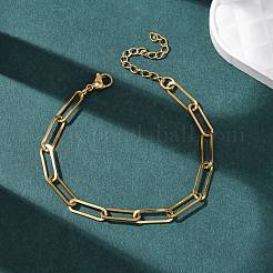 304 Stainless Steel Paperclip Chain Bracelets for Women&nbsp;BJEW-G775-01G