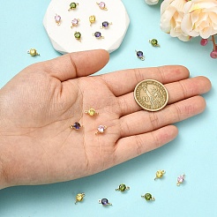 20Pcs 4 Colors Brass Pave Cubic Zirconia Flat Round Connector Charms&nbsp;KK-YW0004-68