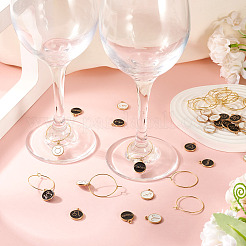 2 Sets Alloy Enamel Pendants Flat Round with Twelve Constellation Pattern&nbsp;ENAM-TA0002-82