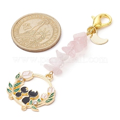 Easter Theme Rabbit & Cat Alloy Enamel Pendant Decoration&nbsp;HJEW-JM01464