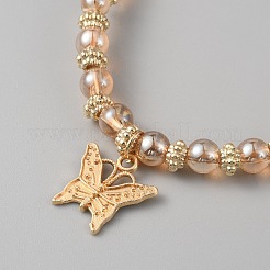 4Pcs 4 Style Glass & Acrylic Beaded Stretch Bracelets Set&nbsp;BJEW-WH0018-15A