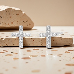 Fashionable S925 Silver Micro-Inlaid Zircon Cross Stud Earrings Unisex&nbsp;KP6909-2