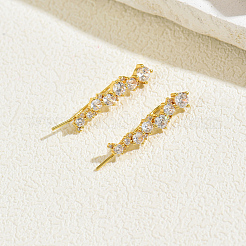 Brass Micro Pave Cubic Zirconia Stud Earrings for Women&nbsp;YF0331
