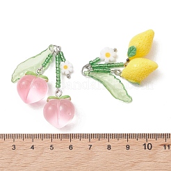 4Pcs 4 Styles Handmade Lampwork & Glass Seed Bead & Resin Big Pendants&nbsp;PALLOY-MZ01306