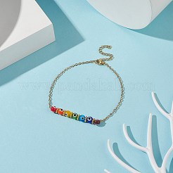 Multi-Colored Handmade Evil Eye Lampwork Anklets&nbsp;AJEW-AN00514-02