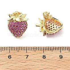 Brass Cubic Zirconia Strawberry Stud Earrings&nbsp;EJEW-L301-01G