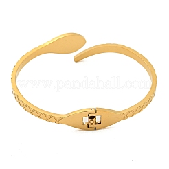 Snake 304 Stainless Steel Rhinestone Open Cuff Bangles for Women&nbsp;BJEW-P327-01A-G
